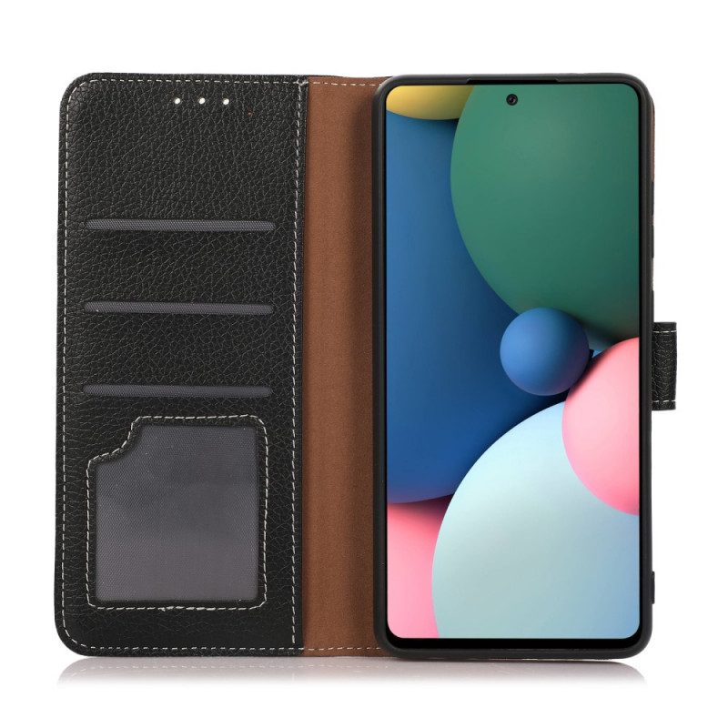 Folio-hoesje voor Samsung Galaxy A03s Kunstleer Litchi Stiksels