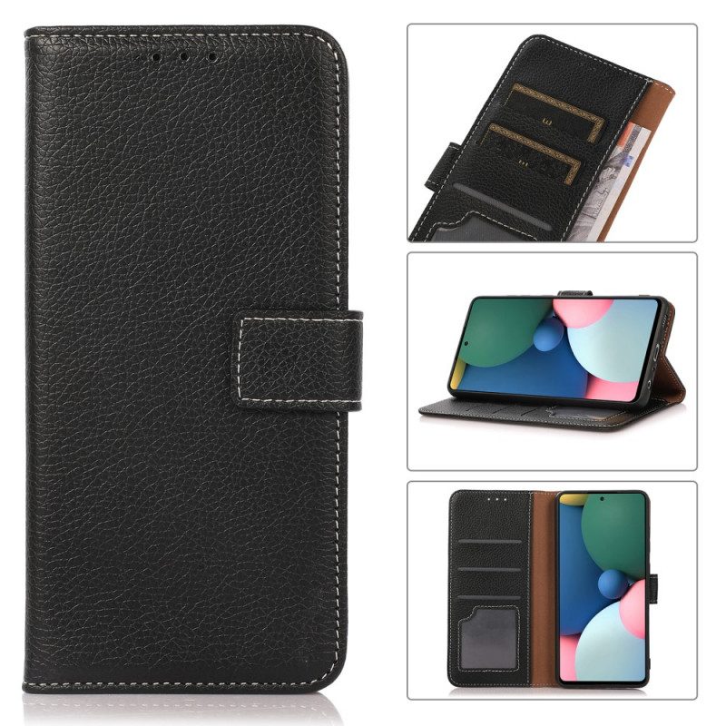 Folio-hoesje voor Samsung Galaxy A03s Kunstleer Litchi Stiksels