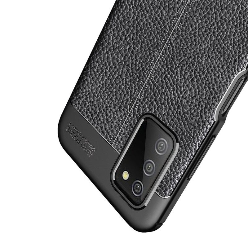 Hoesje voor Samsung Galaxy A03s Dubbellijnig Litchi-leereffect