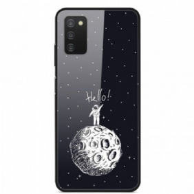 Hoesje voor Samsung Galaxy A03s Hallo Maan Gehard Glas