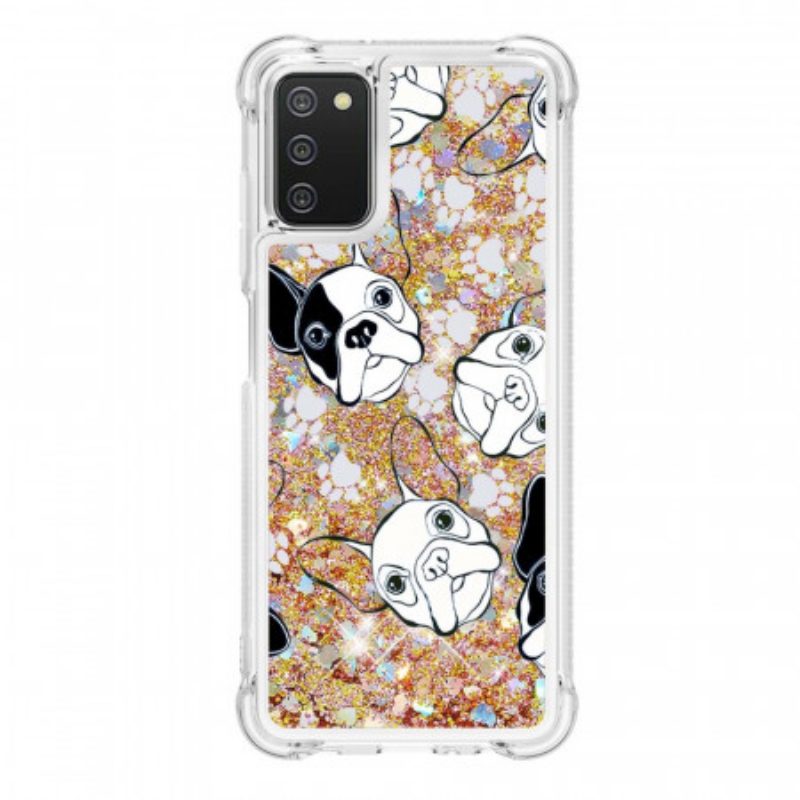 Hoesje voor Samsung Galaxy A03s Mr Dog Pailletten