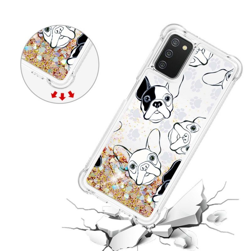 Hoesje voor Samsung Galaxy A03s Mr Dog Pailletten