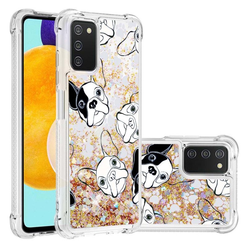 Hoesje voor Samsung Galaxy A03s Mr Dog Pailletten