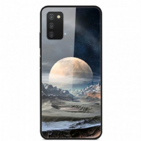 Hoesje voor Samsung Galaxy A03s Space Moon Gehard Glas