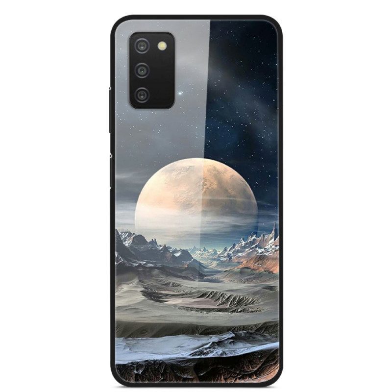 Hoesje voor Samsung Galaxy A03s Space Moon Gehard Glas