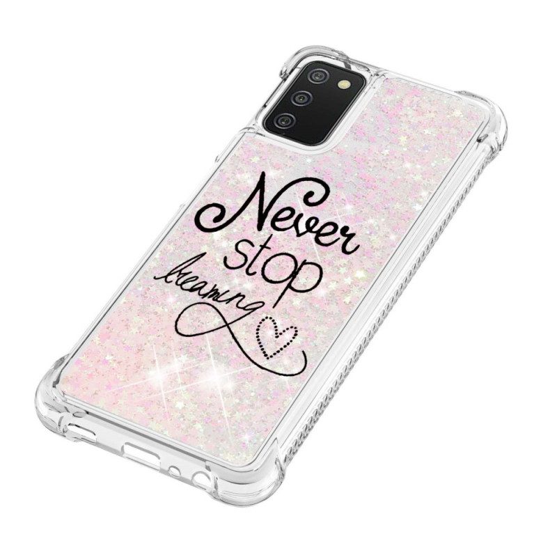 Hoesje voor Samsung Galaxy A03s Stop Nooit Met Dromen Glitter