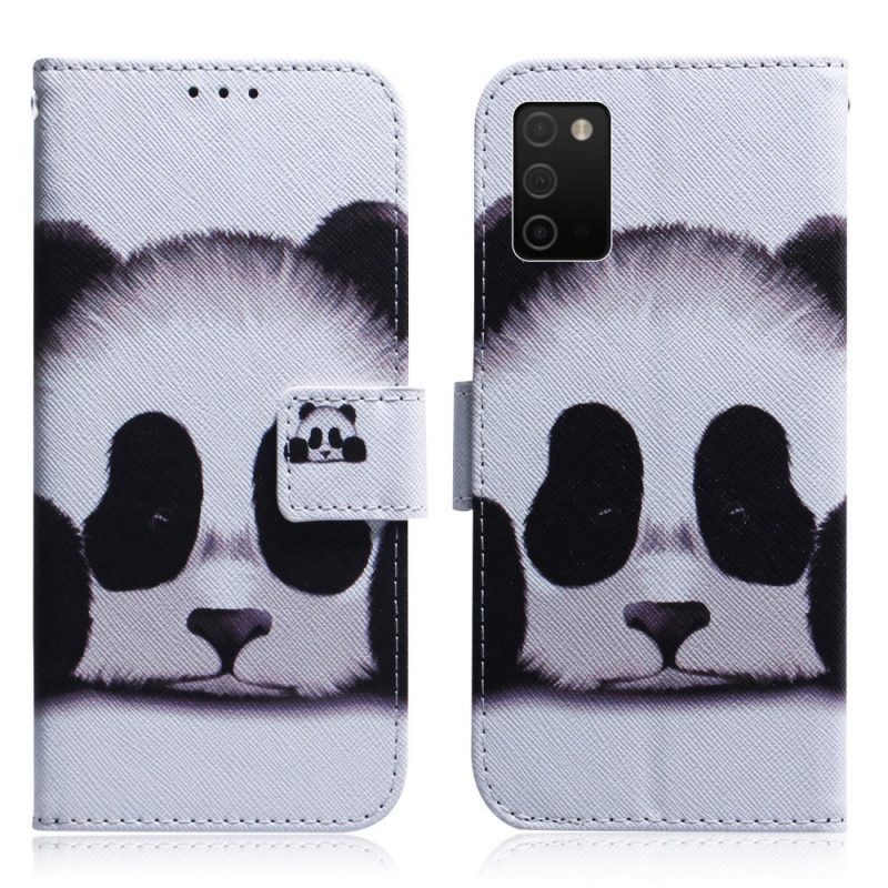 Leren Hoesje voor Samsung Galaxy A03s Panda Gezicht