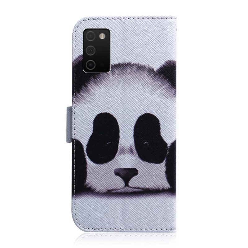 Leren Hoesje voor Samsung Galaxy A03s Panda Gezicht