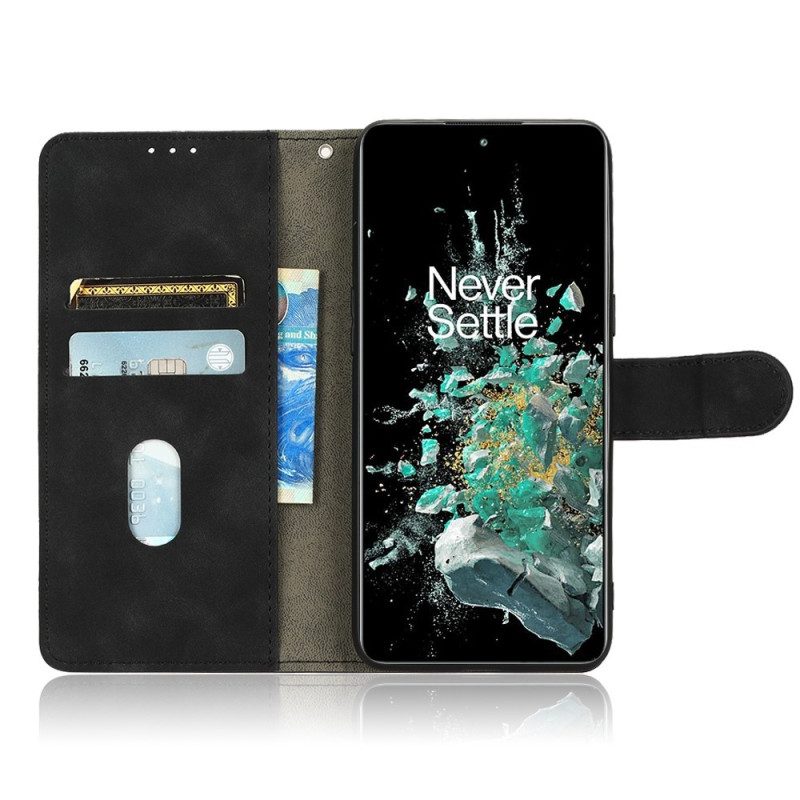 Flip Case voor OnePlus 10T 5G Met Ketting Effen Met Bandje