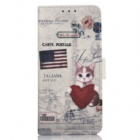 Flip Case voor OnePlus 10T 5G Reiziger Kat