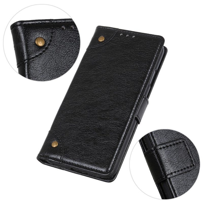 Leren Hoesje voor OnePlus 10T 5G Stijl Nappa Lederen Vintage Klinknagels