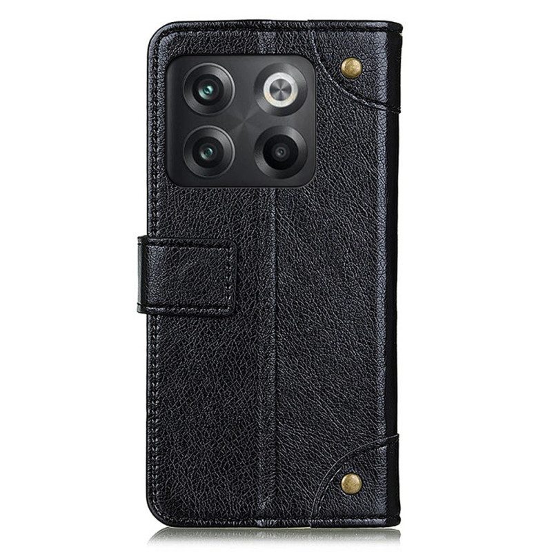 Leren Hoesje voor OnePlus 10T 5G Stijl Nappa Lederen Vintage Klinknagels