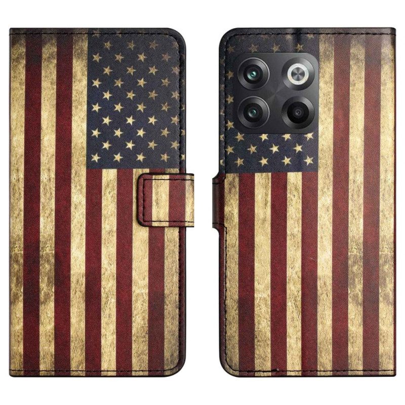 Leren Hoesje voor OnePlus 10T 5G Vintage Amerikaanse Vlag