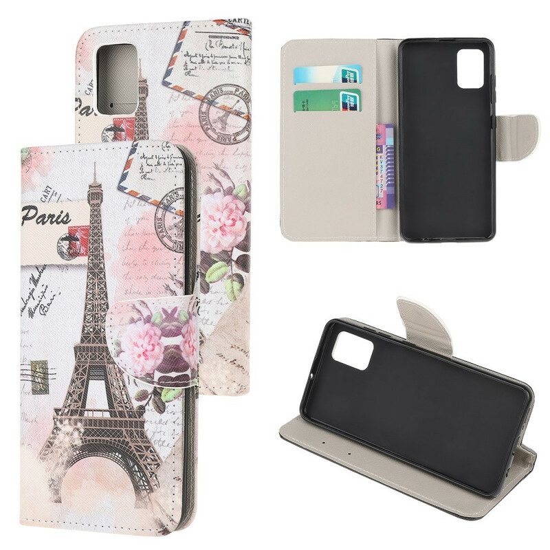 Flip Case voor Samsung Galaxy A31 Retro Eiffeltoren