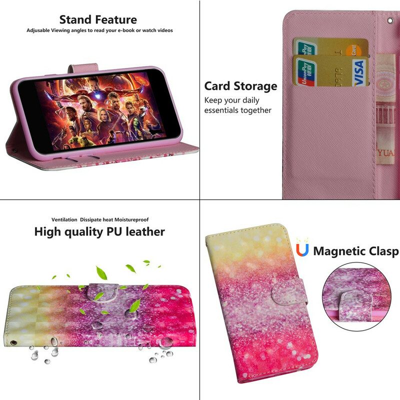 Folio-hoesje voor Samsung Galaxy A31 Magenta Glitterverloop