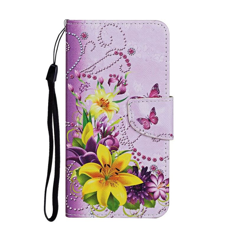 Folio-hoesje voor Samsung Galaxy A31 Meesterlijke Bloemen Met Riem