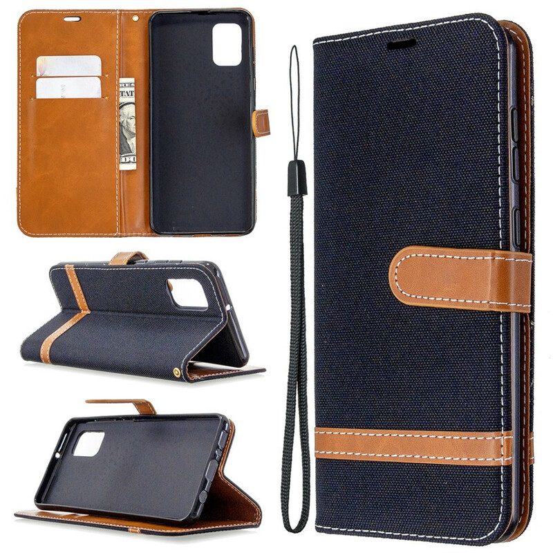 Folio-hoesje voor Samsung Galaxy A31 Met Ketting Band Van Stof En Leereffect