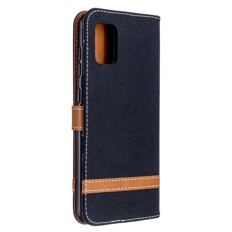 Folio-hoesje voor Samsung Galaxy A31 Met Ketting Band Van Stof En Leereffect