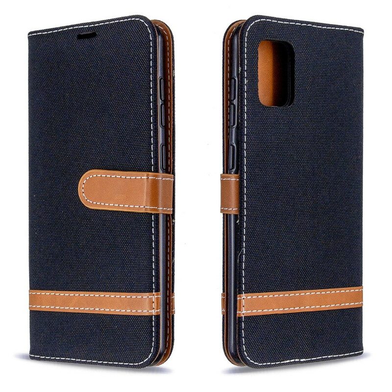 Folio-hoesje voor Samsung Galaxy A31 Met Ketting Band Van Stof En Leereffect