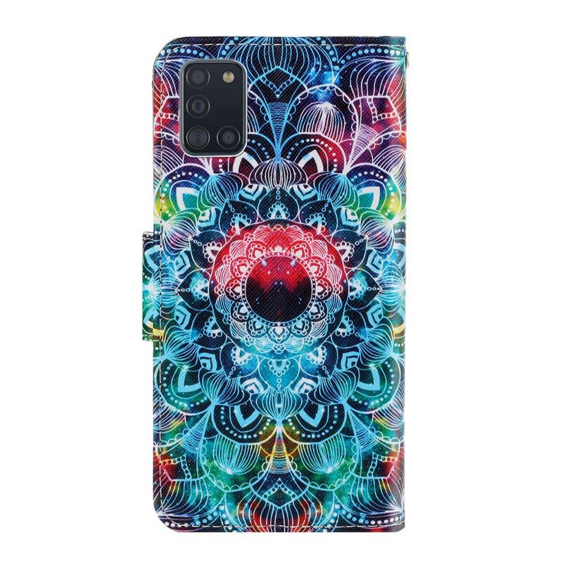 Folio-hoesje voor Samsung Galaxy A31 Met Ketting Flitsende Strappy Mandala