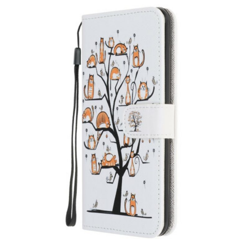 Folio-hoesje voor Samsung Galaxy A31 Met Ketting Funky Cats Met Riem