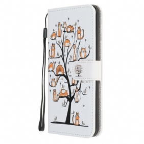 Folio-hoesje voor Samsung Galaxy A31 Met Ketting Funky Cats Met Riem