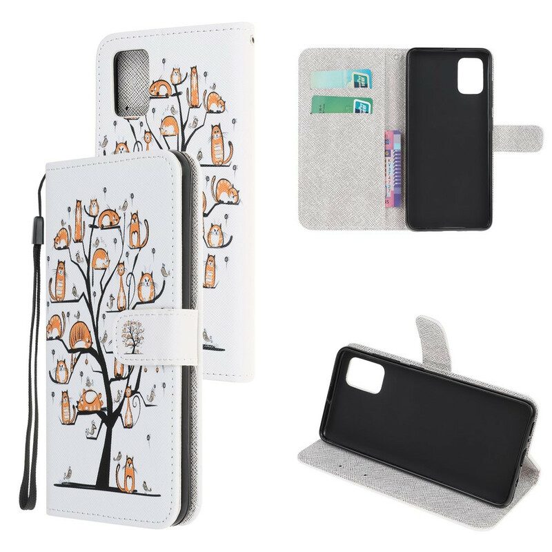 Folio-hoesje voor Samsung Galaxy A31 Met Ketting Funky Cats Met Riem