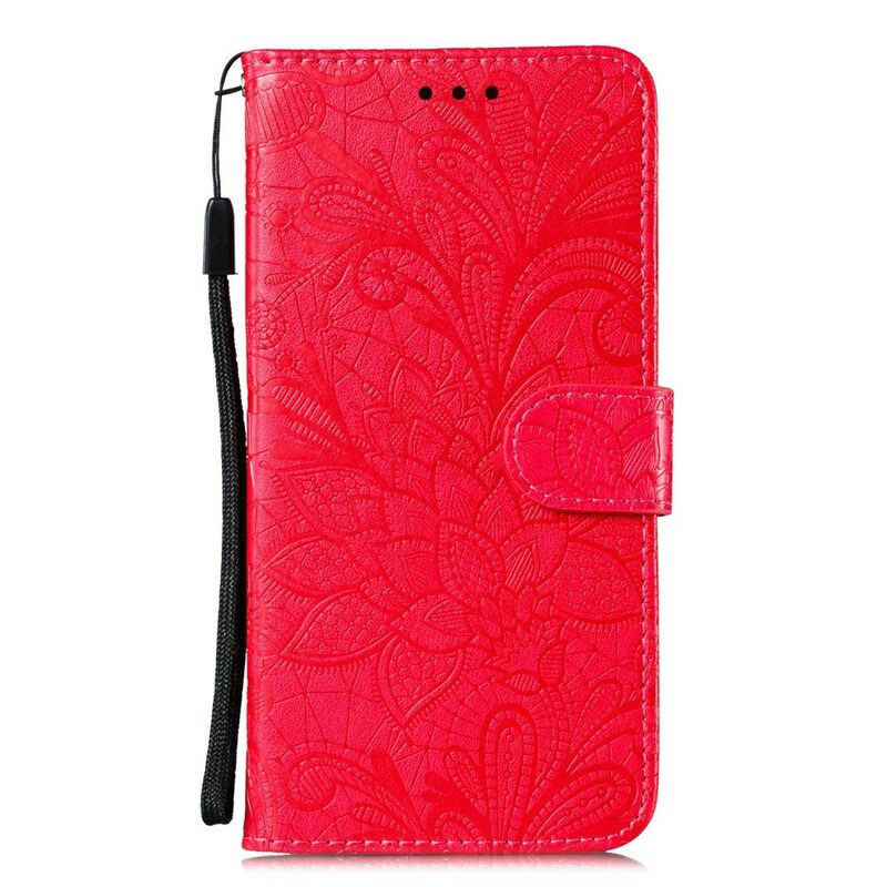 Folio-hoesje voor Samsung Galaxy A31 Met Ketting Riem Tribal Bloemen