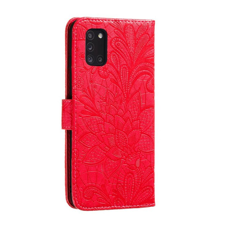 Folio-hoesje voor Samsung Galaxy A31 Met Ketting Riem Tribal Bloemen