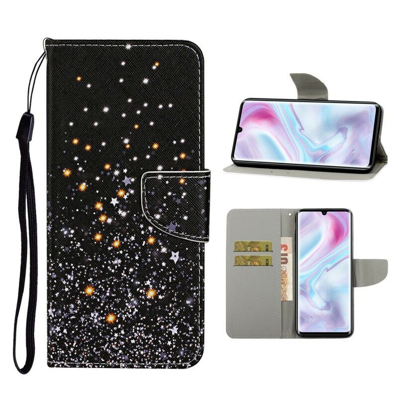 Folio-hoesje voor Samsung Galaxy A31 Sterren En Pailletten Met Lanyard