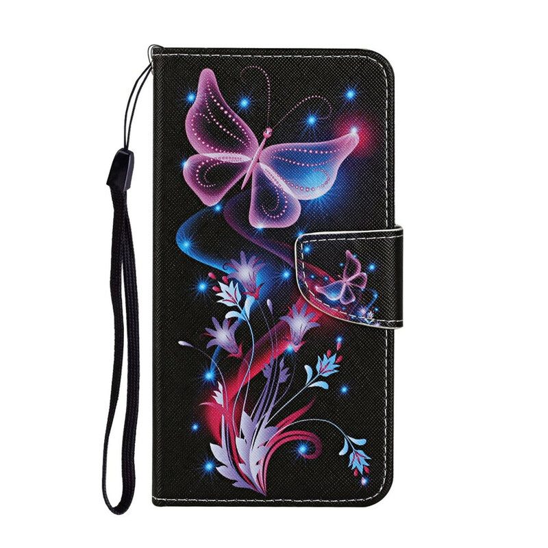 Folio-hoesje voor Samsung Galaxy A31 Vlinders En Lanyard