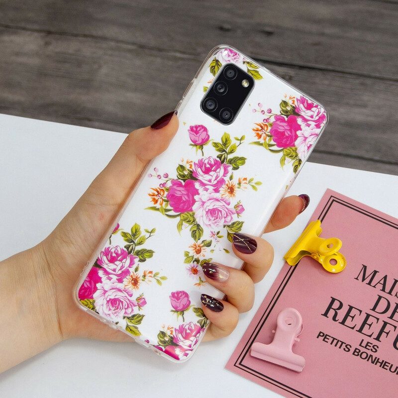 Hoesje voor Samsung Galaxy A31 Fluorescerende Vrijheidsbloemen