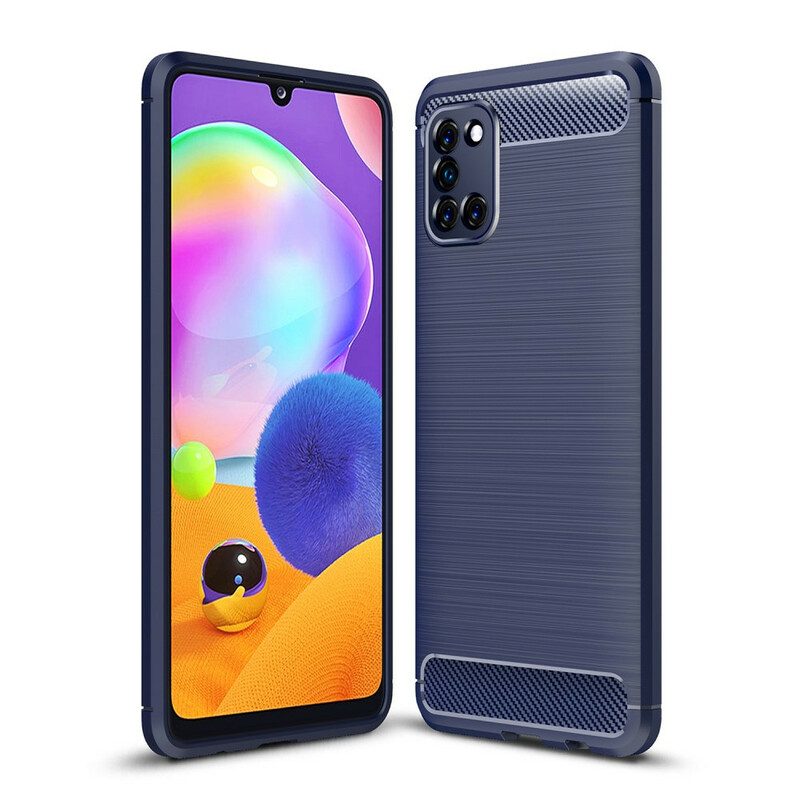 Hoesje voor Samsung Galaxy A31 Geborstelde Koolstofvezel