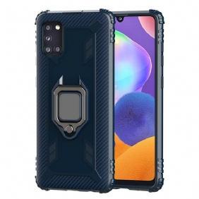 Hoesje voor Samsung Galaxy A31 Ring En Koolstofvezel