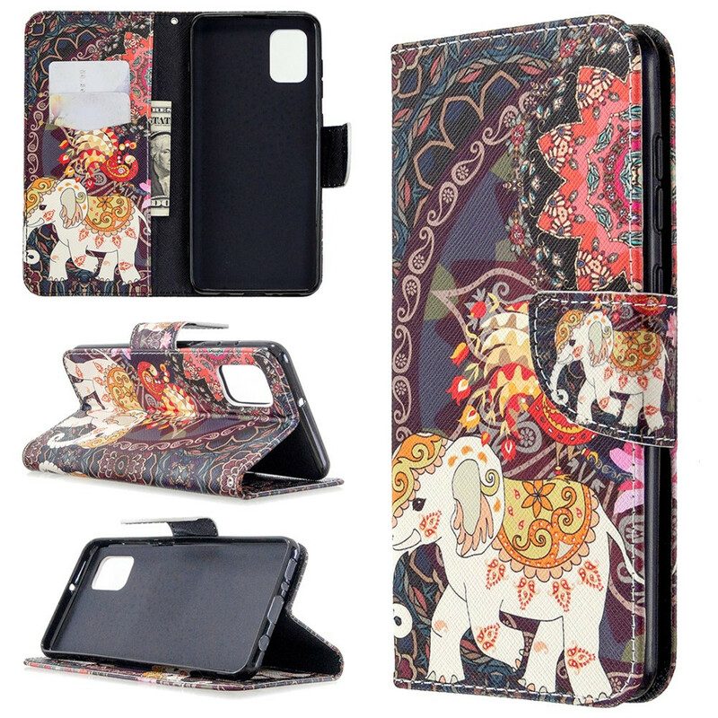 Leren Hoesje voor Samsung Galaxy A31 Indische Olifant