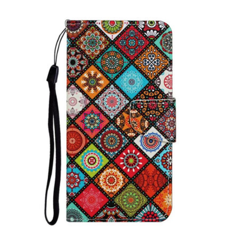 Leren Hoesje voor Samsung Galaxy A31 Lappendeken Mandala's Met Lanyard