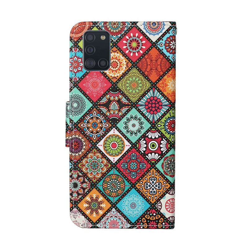 Leren Hoesje voor Samsung Galaxy A31 Lappendeken Mandala's Met Lanyard