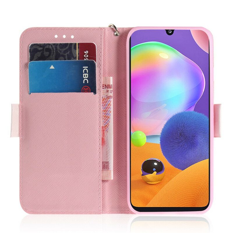 Leren Hoesje voor Samsung Galaxy A31 Met Ketting Pompoen Met Bandjes