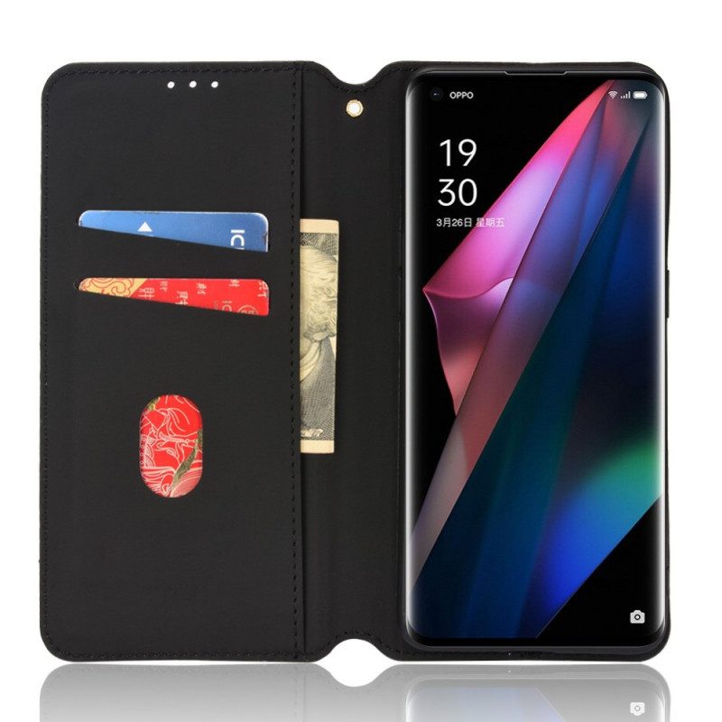 Bescherming Hoesje voor Oppo Find X3 Pro Folio-hoesje Diamant Leereffect