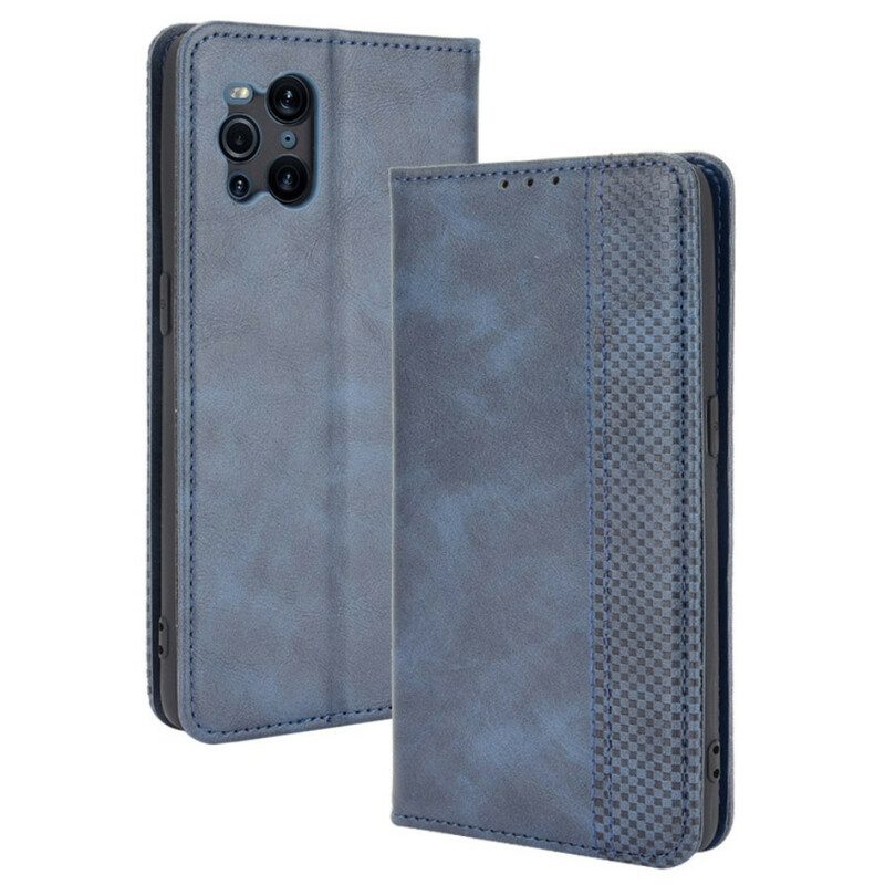 Bescherming Hoesje voor Oppo Find X3 Pro Folio-hoesje Gestileerd Vintage Leereffect