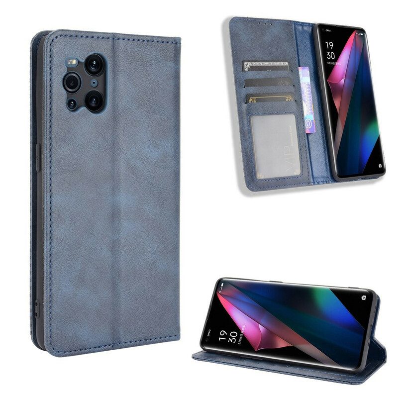 Bescherming Hoesje voor Oppo Find X3 Pro Folio-hoesje Gestileerd Vintage Leereffect