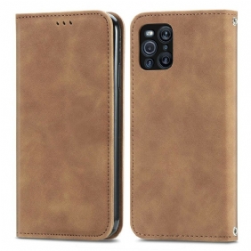 Bescherming Hoesje voor Oppo Find X3 Pro Folio-hoesje Vintage Kunstleer