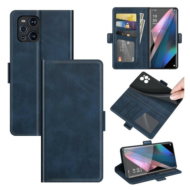 Folio-hoesje voor Oppo Find X3 Pro Flip Case Klassieke Dubbele Klep