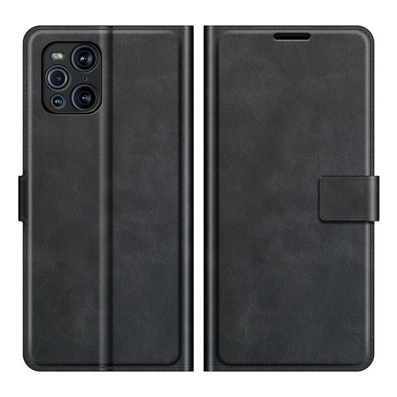 Folio-hoesje voor Oppo Find X3 Pro Slank Extreem Leereffect