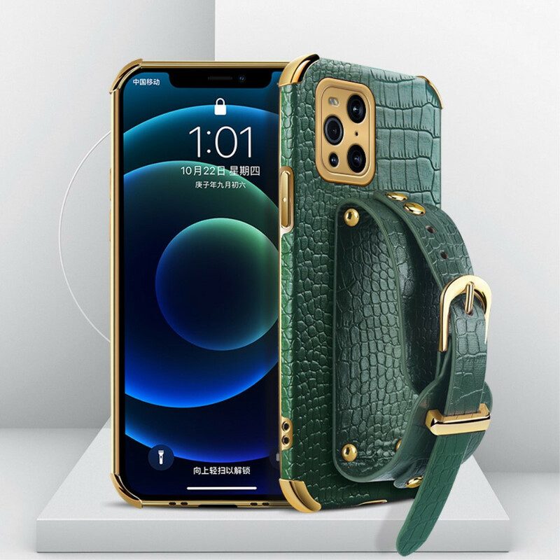 Hoesje voor Oppo Find X3 Pro Croco Band