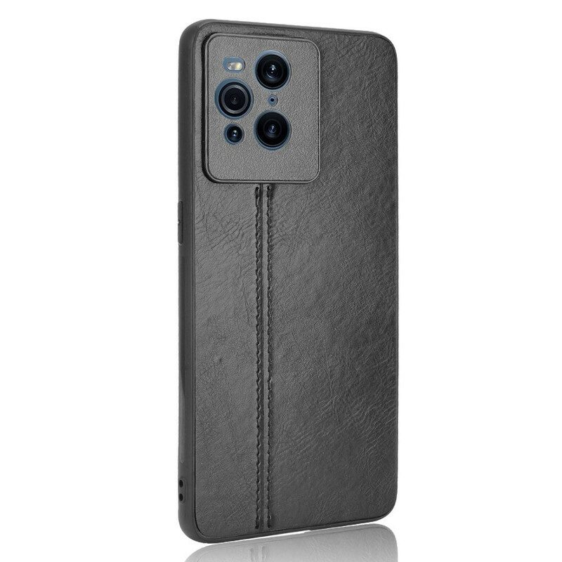 Telefoonhoesje voor Oppo Find X3 Pro Couture-leereffect