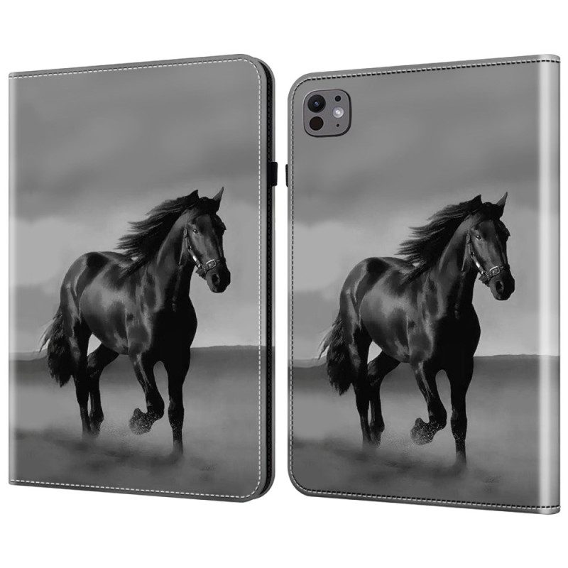 Cover iPad Pro 13 (2024) Zwart Paard Bescherming Hoesje