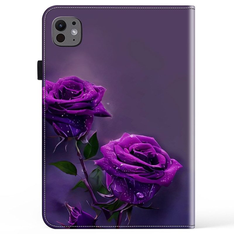 Cover Voor iPad Pro 13 (2024) Paarse Rozen