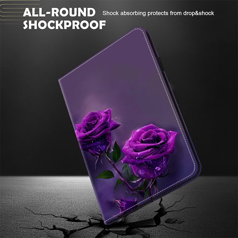 Cover Voor iPad Pro 13 (2024) Paarse Rozen