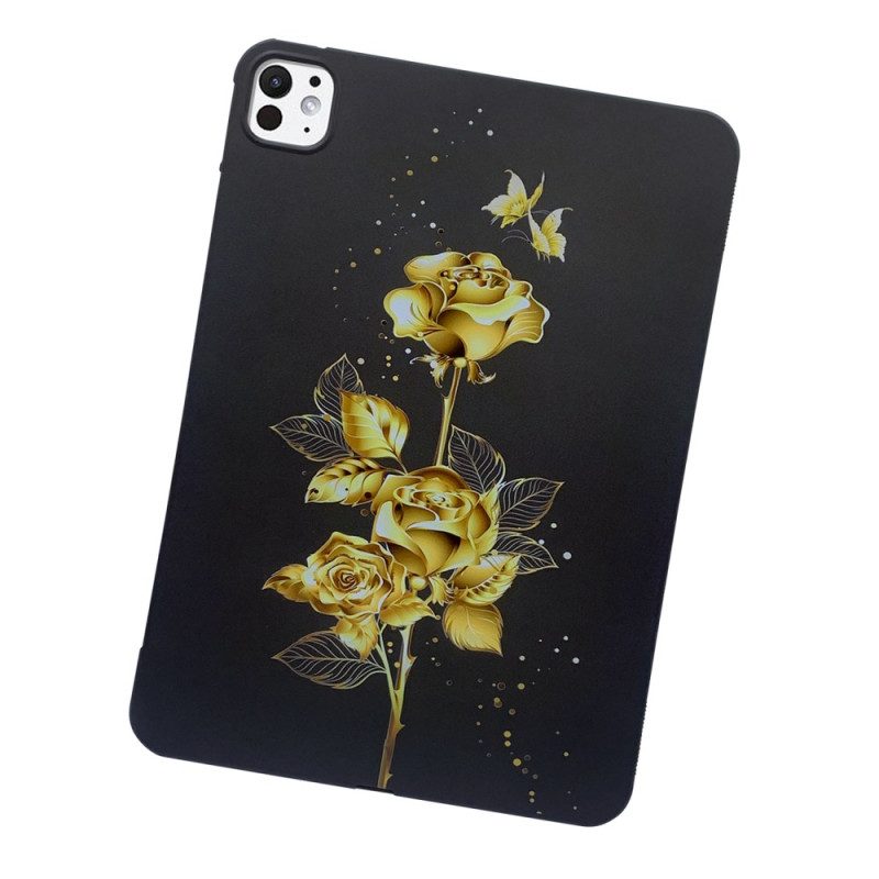 Hoesje iPad Pro 13 (2024) Gouden Rozen Bescherming Hoesje